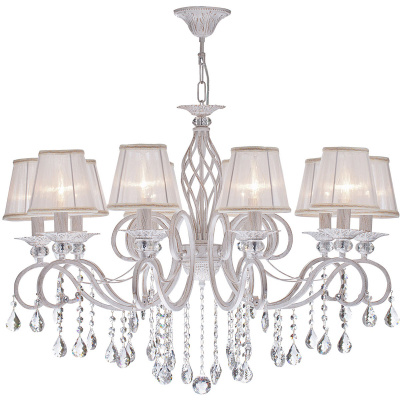 Duży żyrandol 10-ramienny, transparentne abażury, kryształ Grace Maytoni Classic ARM247-10-G