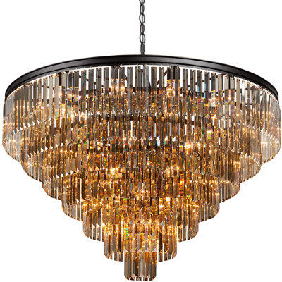 Duży żyrandol bursztynowe kryształy Vitaluce VE5226-1/14+35+1