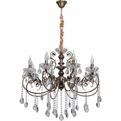 Duży żyrandol wiszący - antyczny mosiądz i kryształy MW-LIGHT Classic 8 żarówek  373013808