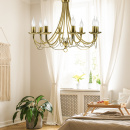 Duży żyrandol złoty na osiem żarówek świec Muza Candellux 38-69187