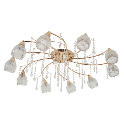 Duży żyrandol złoty, szklane, kwiatowe klosze Amelia MW-LIGHT Flora 294016710