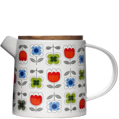 Dzbanek w kwiaty z dębową pokrywką Sagaform Tea SF-5016018