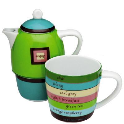 Dzbanek z filiżanką MSC Trend Tea paski MS-40055