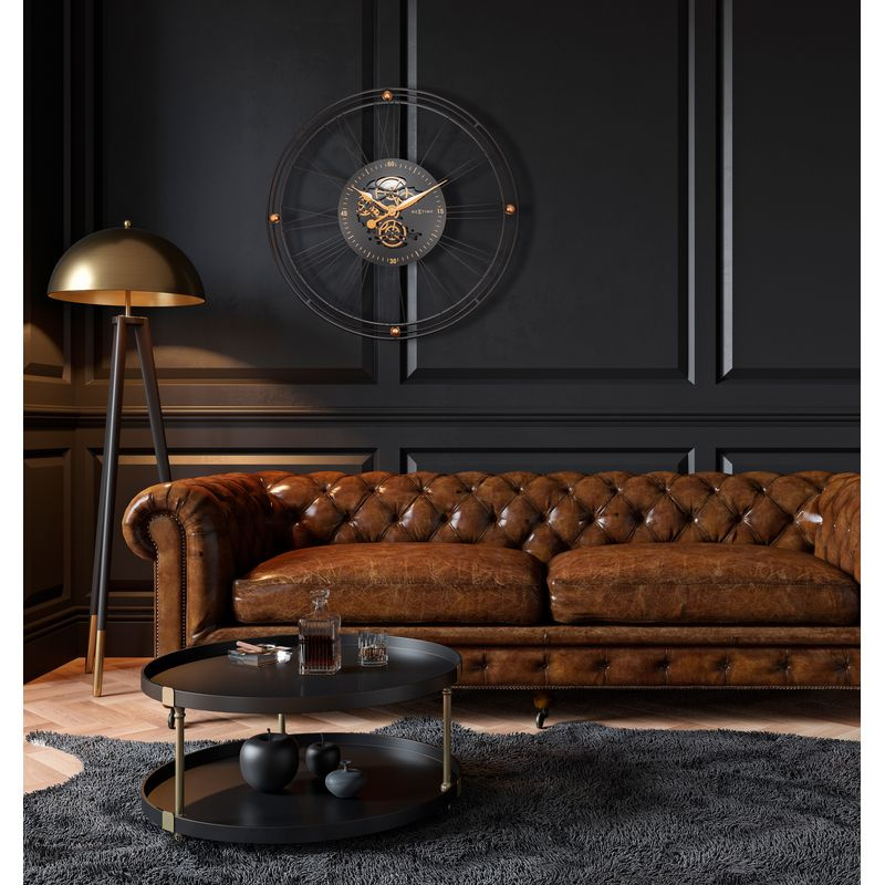 Ekskluzywny zegar na ścianę do salonu - połączenie stylu glamour i steampunk - Nextime