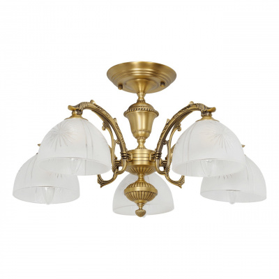 Elegancka lampa sufitowa w kolorze mosiądzu, pięcioramienna Ariadne MW-Light 450010905
