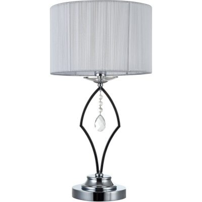 Elegancka lampka stołowa chromowana z białym abażurem Miraggio Maytoni Modern MOD602-TL-01-N