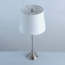 Elegancka lampka stołowa, satynowa, srebrna i biały klosz MW-LIGHT Elegance 415032801