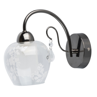 Elegancki pojedynczy kinkiet z zdobionym kloszem 297023001