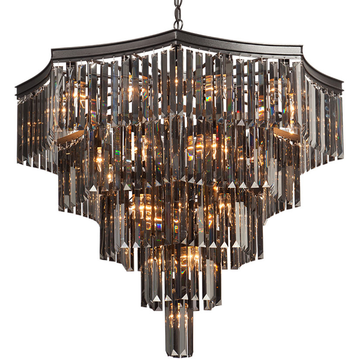 elegancki zyrandol z czarnych krysztalow Vitaluce Ve5223-116201, przydymione szklo, zyrandol do salonu w stylu glamour