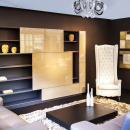 Eleganckie oświetlenie sufitowe LED z polerowanego chromu i kryształami 437012311