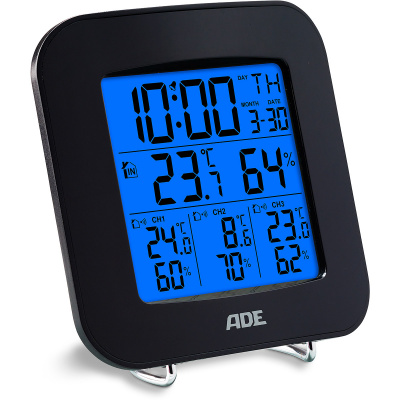 Elektroniczny higrometr i termometr z trzema czujnikami bezprzewodowymi ADE AD-WS 1823