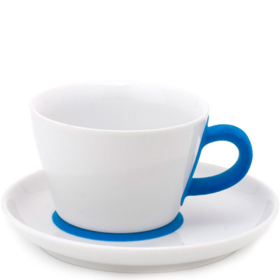 Filiżanka do cappuccino ze spodkiem Kahla Touch Five Senses niebieska 393623A24017