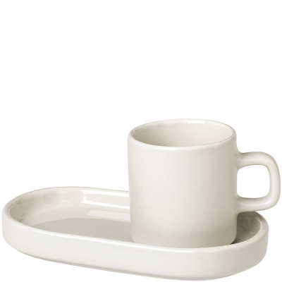 Filiżanki do espresso ze spodkami Mio Blomus księżycowa biel, 2 komplety B63703off