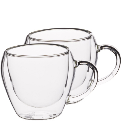 Filiżanki do herbaty z uchem podwójna ścianka 230 ml Kitchen Craft 2 sztuki KCLXDWTCUP2PC