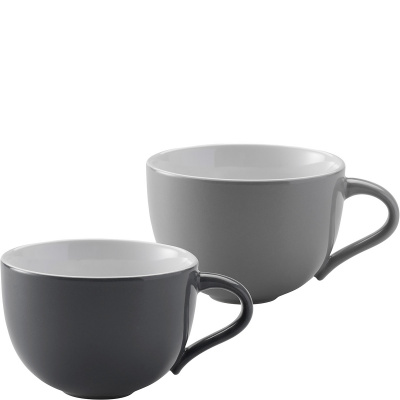 Filiżanki do kawy cappuccino lub herbaty Emma Stelton szare, 2 sztuki X-208-1