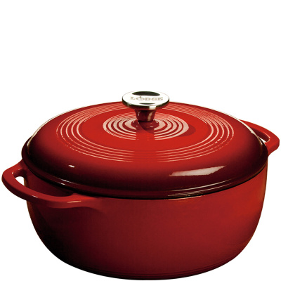 Gar żeliwny 5,6 Litra emaliowany z pokrywą Lodge czerwony EC6D43