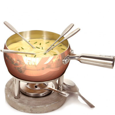Garnek do fondue 1 Litr Boska Copper betonowa podstawa BO-340040