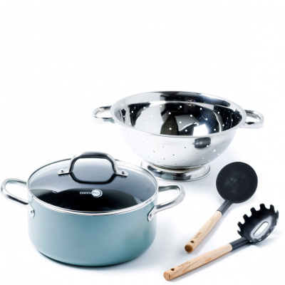 Garnek do makaronu, stalowy durszlak, łyżki do spaghetti Mayflower GreenPan CC001593-001