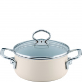 Garnek mały z pokrywką, kość słoniowa, emalia porcelanowa Riess Avorio 1 Litr R-0707-011