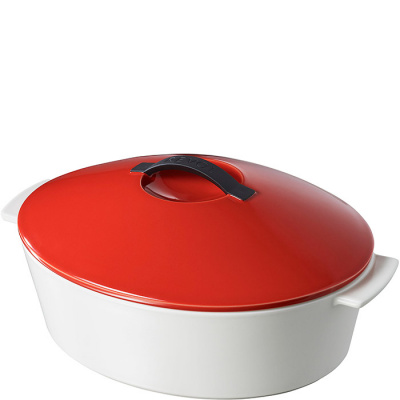 Garnek porcelanowy owalny Revol Revolution 32cm czerwona pokrywa 642323