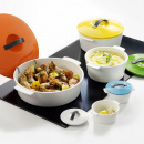 Garnek porcelanowy owalny Revol Revolution 32cm czerwona pokrywa 642323