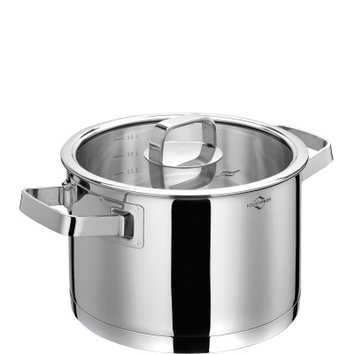 Garnek stalowy 3,5 Litra - 20 cm z pokrywą szklaną San Remo Kuchenprofi KU-2390052820