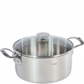 Garnek stalowy 5,3 Litra ze szklaną pokrywą Milady de Buyer D-3427-24