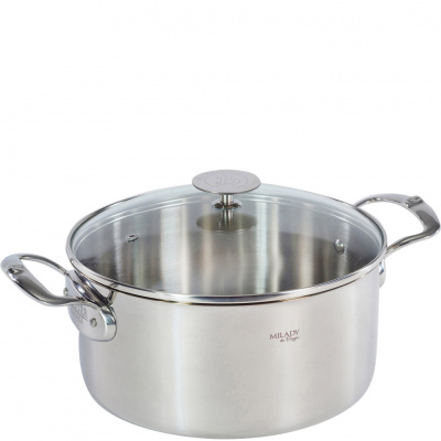 Garnek stalowy 5,3 Litra ze szklaną pokrywą Milady de Buyer D-3427-24