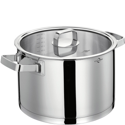 Garnek stalowy 6,5 Litra - 24 cm z pokrywą szklaną San Remo Kuchenprofi KU-2390052824