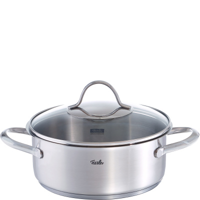 Garnek stalowy z dużymi uchwytami i szklaną pokrywą Fissler Paris 24 cm 002-124-24-000/0