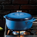 Garnek żeliwny 5,6 Litra emaliowany z pokrywą Lodge niebieski EC6D33