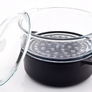 Garnek żeliwny emaliowany z naczyniem do gotowania na parze Chasseur czarny - wy 3024-01