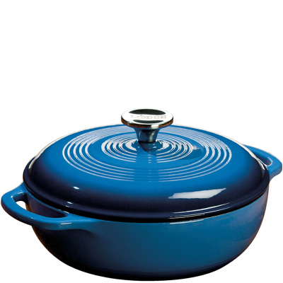 Garnek żeliwny emaliowany z pokrywką 2,8 Litra Lodge niebieski EC3D33
