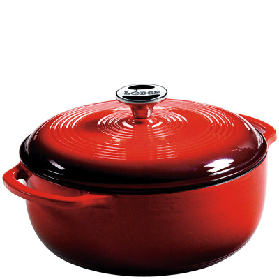 Garnek żeliwny emaliowany z pokrywką 4,2 Litra Lodge czerwony EC4D43