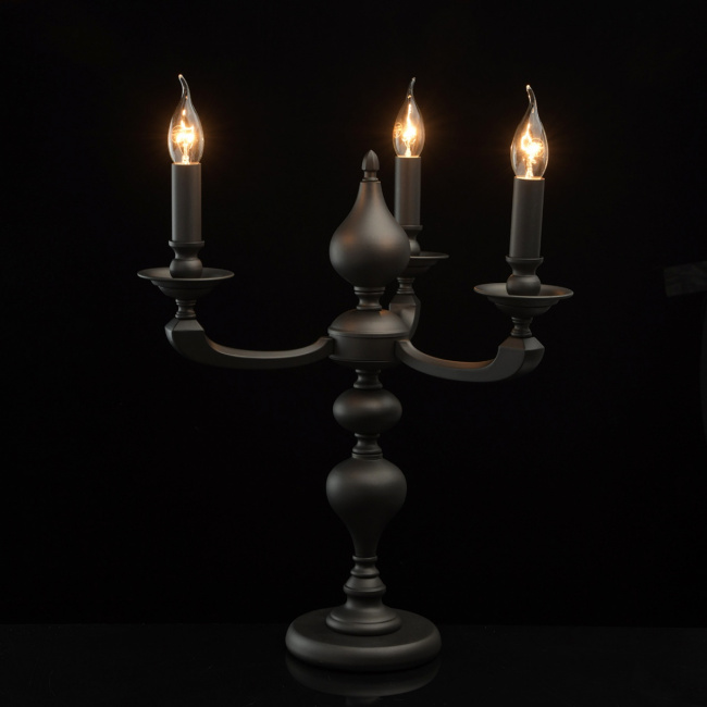 Grafitowa lampa stołowa w kształcie świecznika