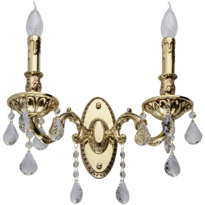 Jasnozłoty kinkiet ścienny na 2 żarówki, bogato ozdobiony MW-LIGHT Classic - wyc 683021202