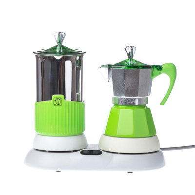 Kawiarka elektryczna ze spieniaczem G.A.T. Gatpuccino 4tz - Zielona 602004GR