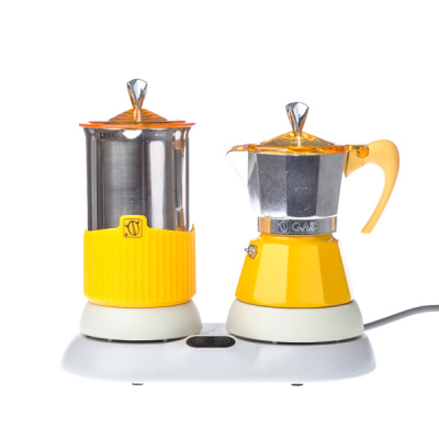 Kawiarka elektryczna ze spieniaczem G.A.T. Gatpuccino 4tz - Żółta 602004YE