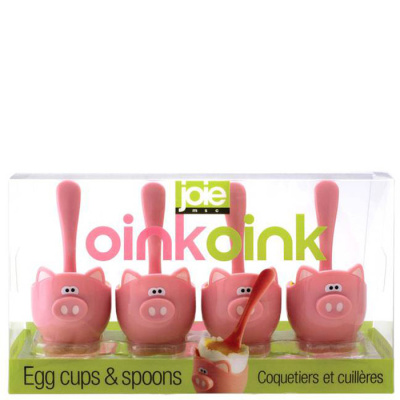 Kieliszki na jajka z łyżeczkami do jajek MSC Piggy MS-78155