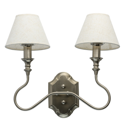 Kinkiet 2-ramienny satin nickel, białe klosze MW-LIGHT Neoclassic 614021202