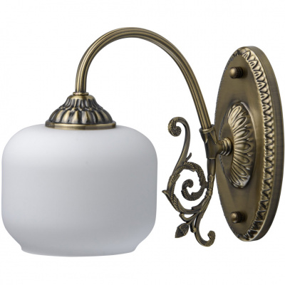 Kinkiet antyczny mosiądz z białym kloszem MW-LIGHT Classic 372022901