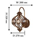 Kinkiet brązowy z kryształami szampańskimi Fes Country Favourite 1382-1W