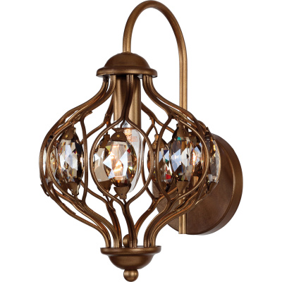 Kinkiet brązowy z kryształami szampańskimi Fes Country Favourite 1382-1W