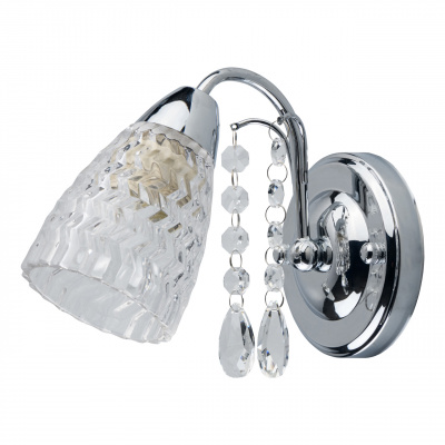 Kinkiet chromowany, szklany klosz, kryształki Amelia MW-LIGHT Flora 294026001