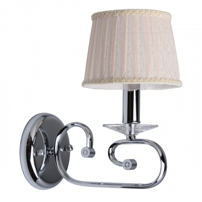 Kinkiet chromowany z beżowym, plisowanym abażurem CHIARO Elegance 386025501