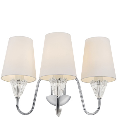 Kinkiet chromowany z trzema białymi abażurami Florero Maytoni MOD078WL-03CH