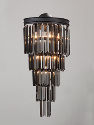 Kinkiet czarne kryształy, czarna podstawa Vitaluce VE5155-1/6A