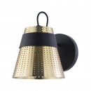 Kinkiet czarno-złoty, metalowy, perforowany klosz Trento Maytoni Modern MOD614WL-01BS