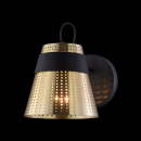 Kinkiet czarno-złoty, metalowy, perforowany klosz Trento Maytoni Modern MOD614WL-01BS