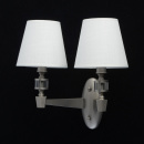 Kinkiet dwa, białe klosze, ramiona satynowy nikiel MW-LIGHT Neoclassic 700022602